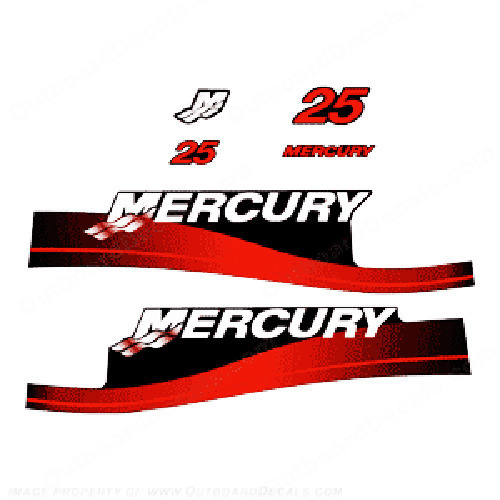 Mercury 25hp Decals (Red) 1999 - 2006 - Blue Sticker Decal