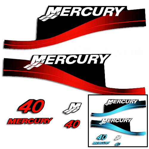 Mercury 40HP 2-Stroke Decal Kit - Red Sticker Decal