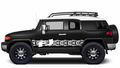 Custom-Vinyl-Decal-Tire-Tracks-Wrap-Kit-for-Toyota-FJ-Cruiser-07-14-White