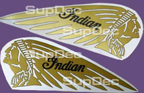 Indian Motorcycle Tank Decals Stickers GOLD