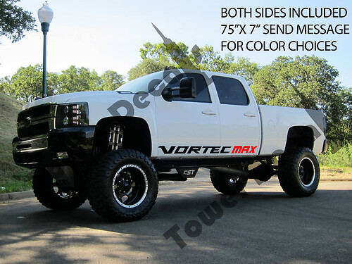 2 VORTEC MAX rocker panel door runner decals Chevy Silverado GMC Sierra 75