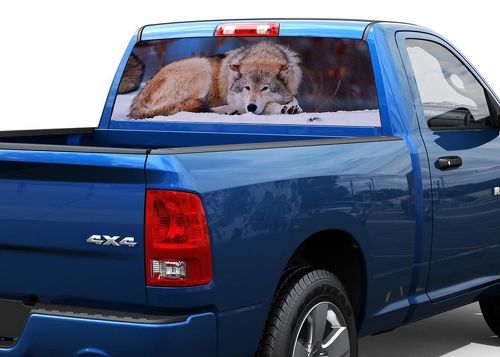 Wolf snow forest Rear Window Decal Sticker Pick-up Truck SUV Car