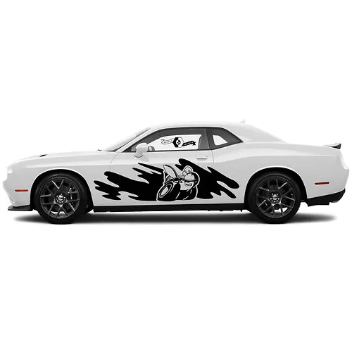 2X Dodge Challenger R/T Doors Side Decals Stripe Vinyl Graphics