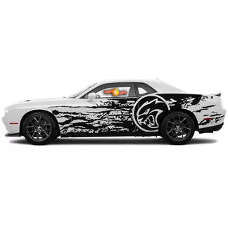 Black Side Body Door Sport Race Graphics Sticker For Dodge Challenger Charger