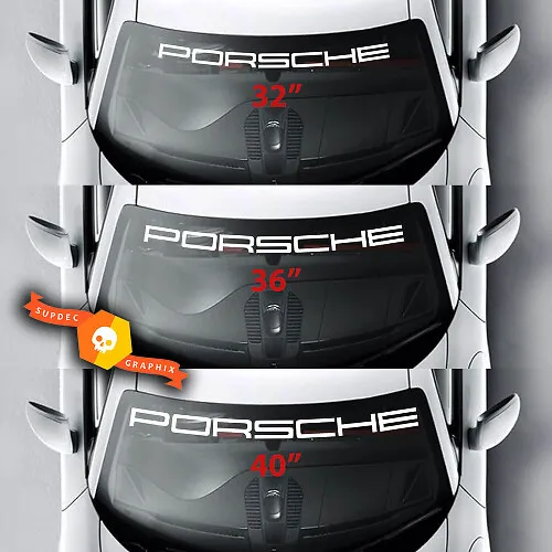 Porsche Logo Windshield Decal with Background Stripes Kit