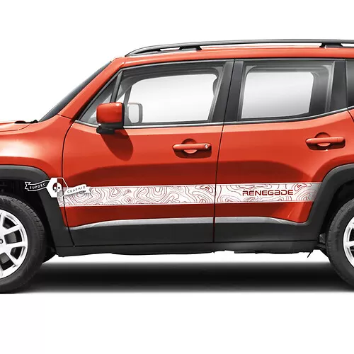 Pair Jeep Renegade Side Rocker Panel Flag Topographic Map Graphic Vinyl ...