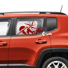 Pair Jeep Renegade Doors Window Side Graphic Mountains Compass Map ...