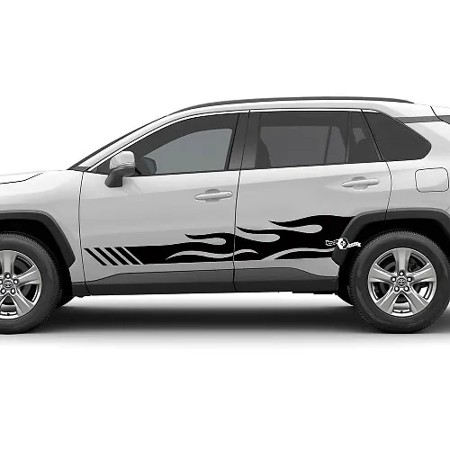 Side Racing Flame Stripes Vinyl Decal for Toyota RAV4