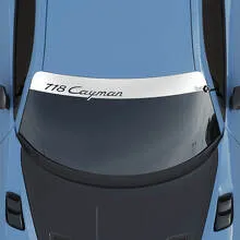 Porsche 718 Cayman Logo Windshield Decal with Stripes Kit