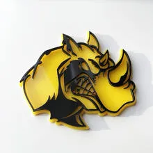 Custom 3D Rhino Angry Logo Fender Badges Emblem