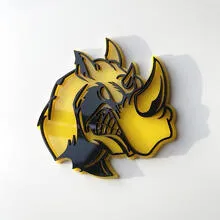 Custom 3D Rhino Angry Logo Fender Badges Emblem