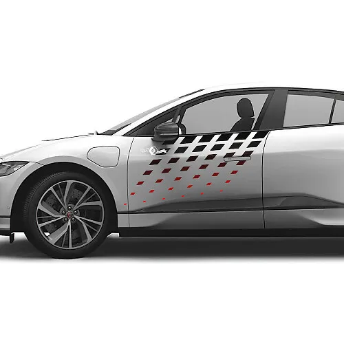 Jaguar I-Pace Side Doors Gradient Checkered Stripes Decal