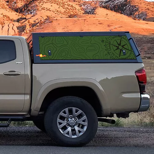 Topographic Map Vinyl Decal for Toyota Tacoma Truck Cap