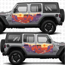 15％OFF ❗️ジープ　デザイン　アートペイント　キャンバス地 Sunset Desert Canyon Side Doors Stripes Vinyl decal sticker fit