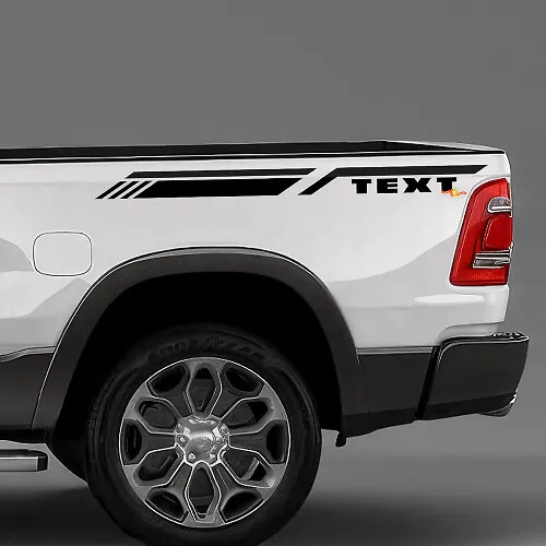 Custom Text Side Bedside Stripes for Dodge RAM 1500 Decals