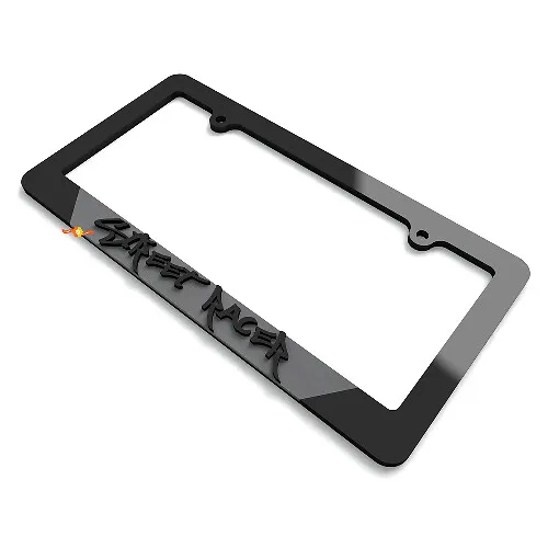 Street Racer Black Grey Acrylic License Plate Frame for Cars