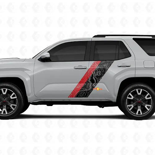 Topographic Map Style Door Side Stripes Vinyl Stickers Decal For Toyota ...