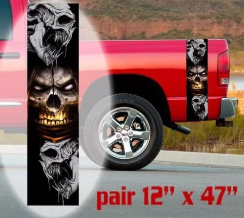 thumbnail image 2 of Patriotic Army Star Skull Truck Bed Stripes (Pair) – Universal Fit For Ram, Chevy, F150, Toyota | Oracal 651 Vinyl 2 of 3