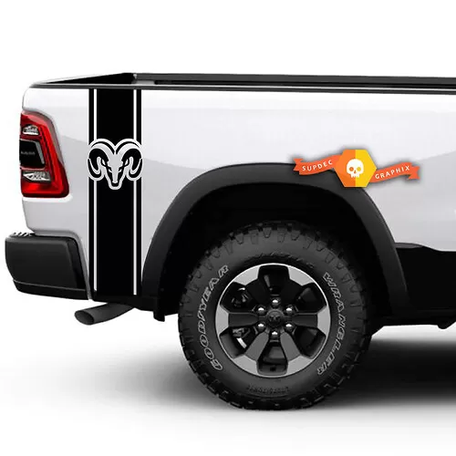 Dodge Ram Hood Vinyl Decal – Racing Stripes – 48"x20" – Black Glossy – INCreation
