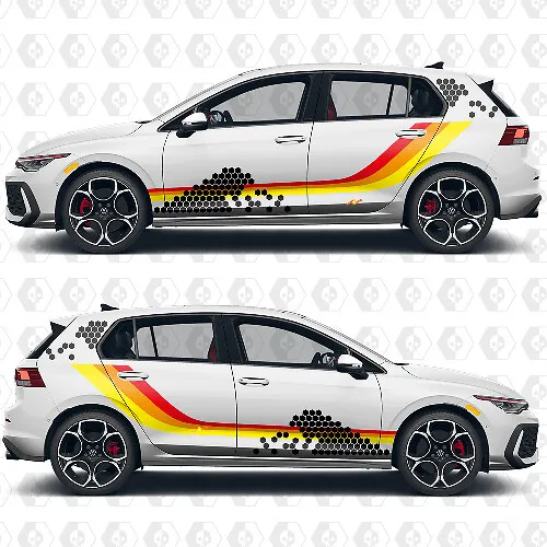 Volkswagen Golf GTI Rocker Panel Decals - 2x Stripes Stickers