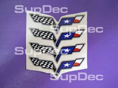 Corvette Center Wheel Cap Stickers Decal Set – 4pcs Glossy Emblem Logo For Rims & Gas Tank