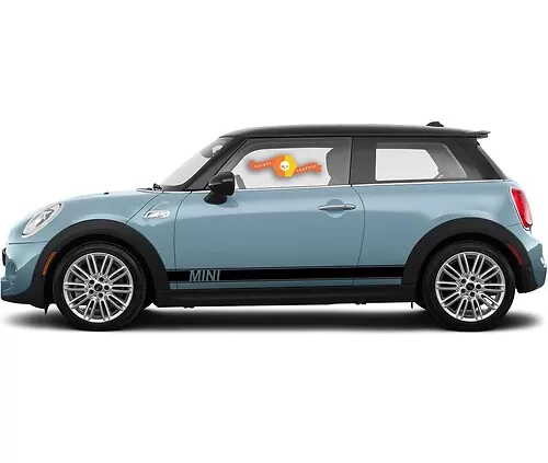 Mini Cooper Side Skirt Racing Stripes Vinyl Decals – Matte Finish, Left & Right, Vision Graphics, UK Made