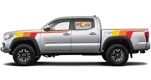 TRD 4x4 Off-Road Decals – Silver & Red Vinyl Stickers For Toyota Tacoma / Tundra (21″ X 3.25″)