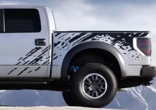 Rocky Mountain Graphics F-150 Raptor SVT Mud Splash Vinyl Decals – 2010-2014, Bed Graphics