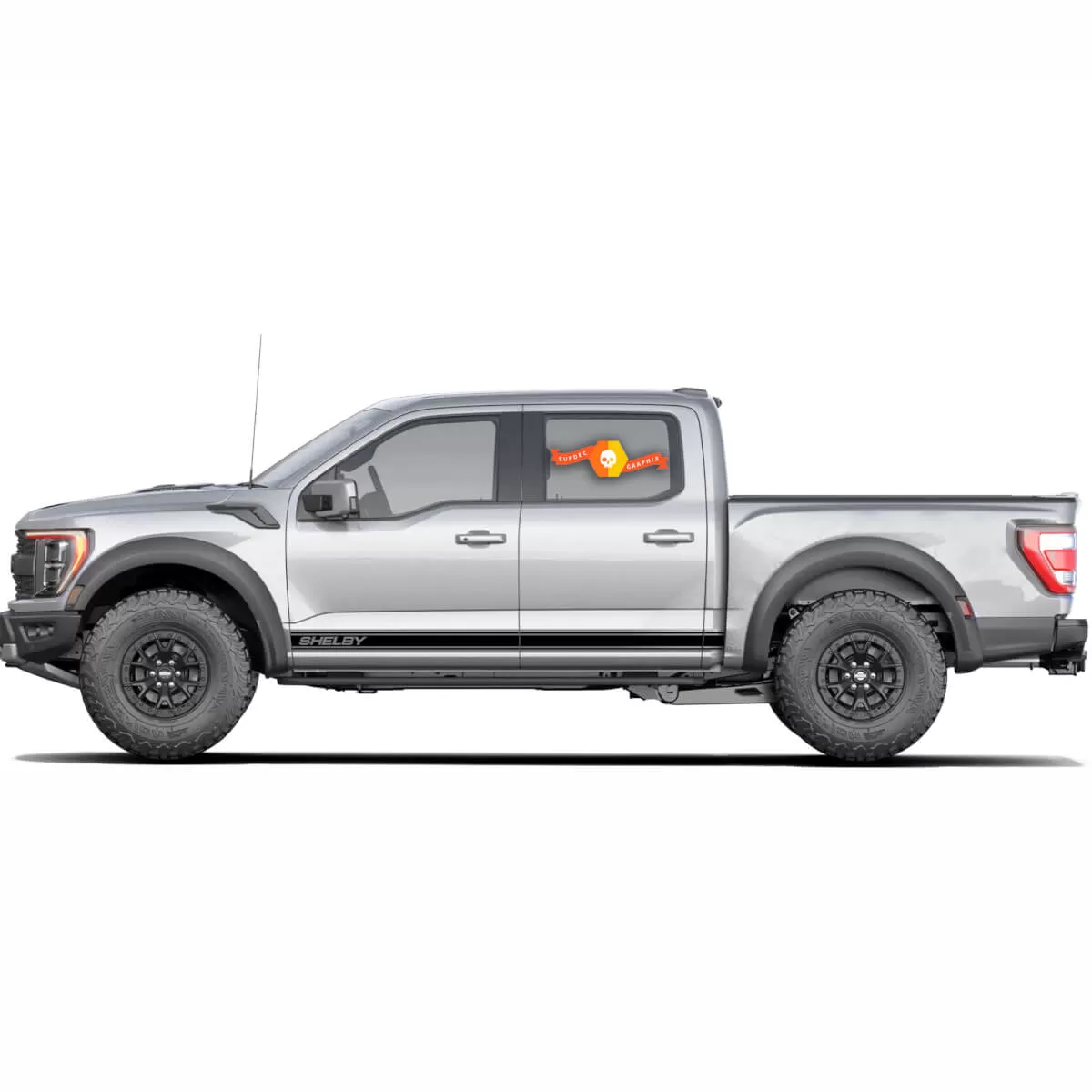 Pair Ford F-150 Raptor SHELBY 2022 2023+ Side Doors Lines Graphics Set ...