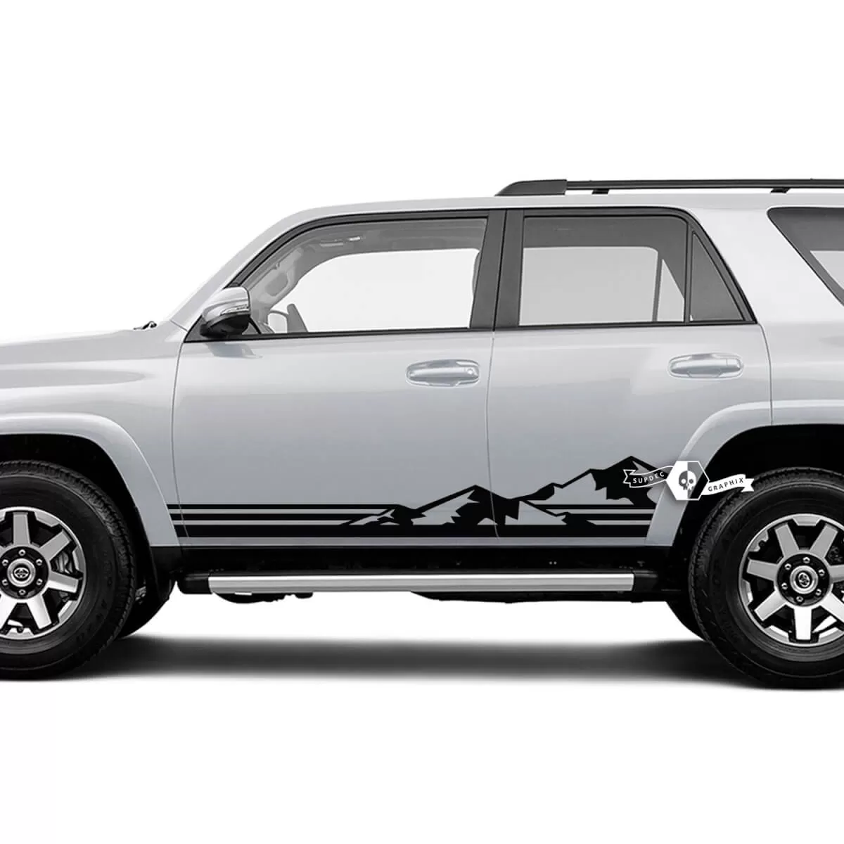 thumbnail image 2 of AUXITO Tri-Color Vinyl Door Side Skirt Stripe Decal For Toyota & Lexus SUVs – Tacoma, 4Runner, GX, LX 2 of 6