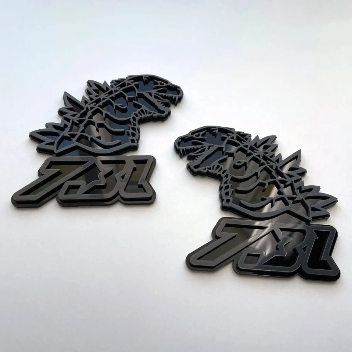 Godzilla 7.3L MEGAZILLA 3D Fender Badge Grey & Black Emblem
