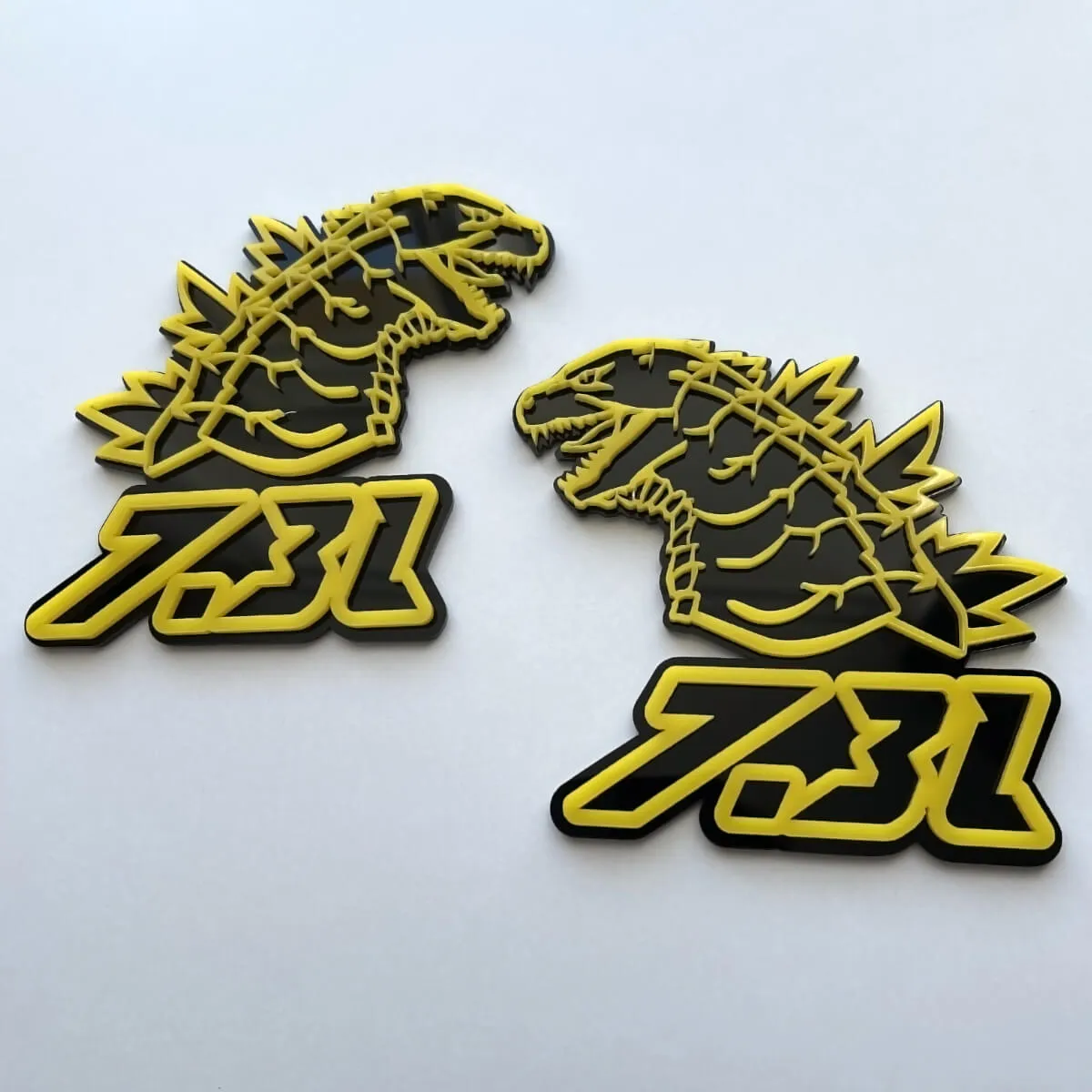 Godzilla 7.3L MEGAZILLA 3D Fender Badge Yellow & Black