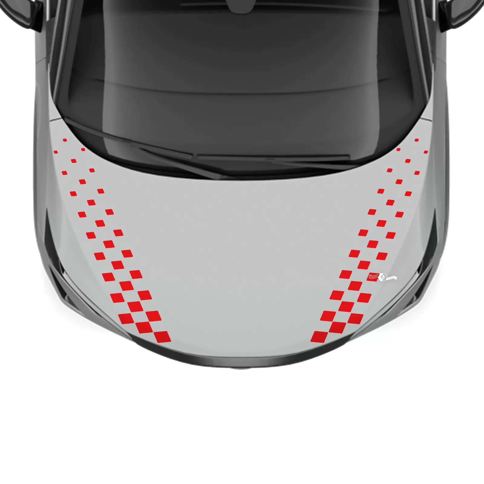 Hood Dual Checkered Stripe Racing Graphics Decal for Nissan