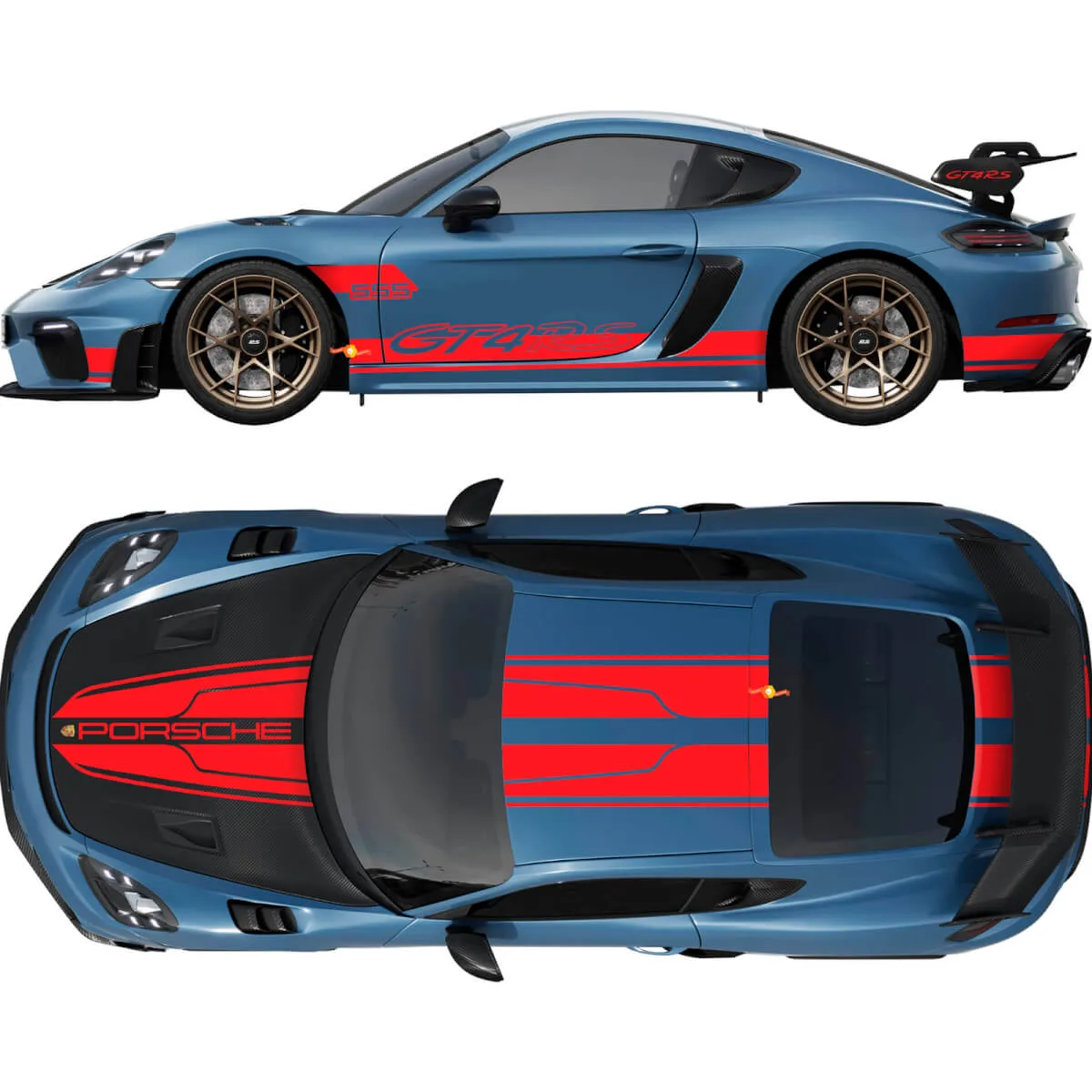 Dual Hood Roof Rear and side Stripes Decal Sticker for Porsche 