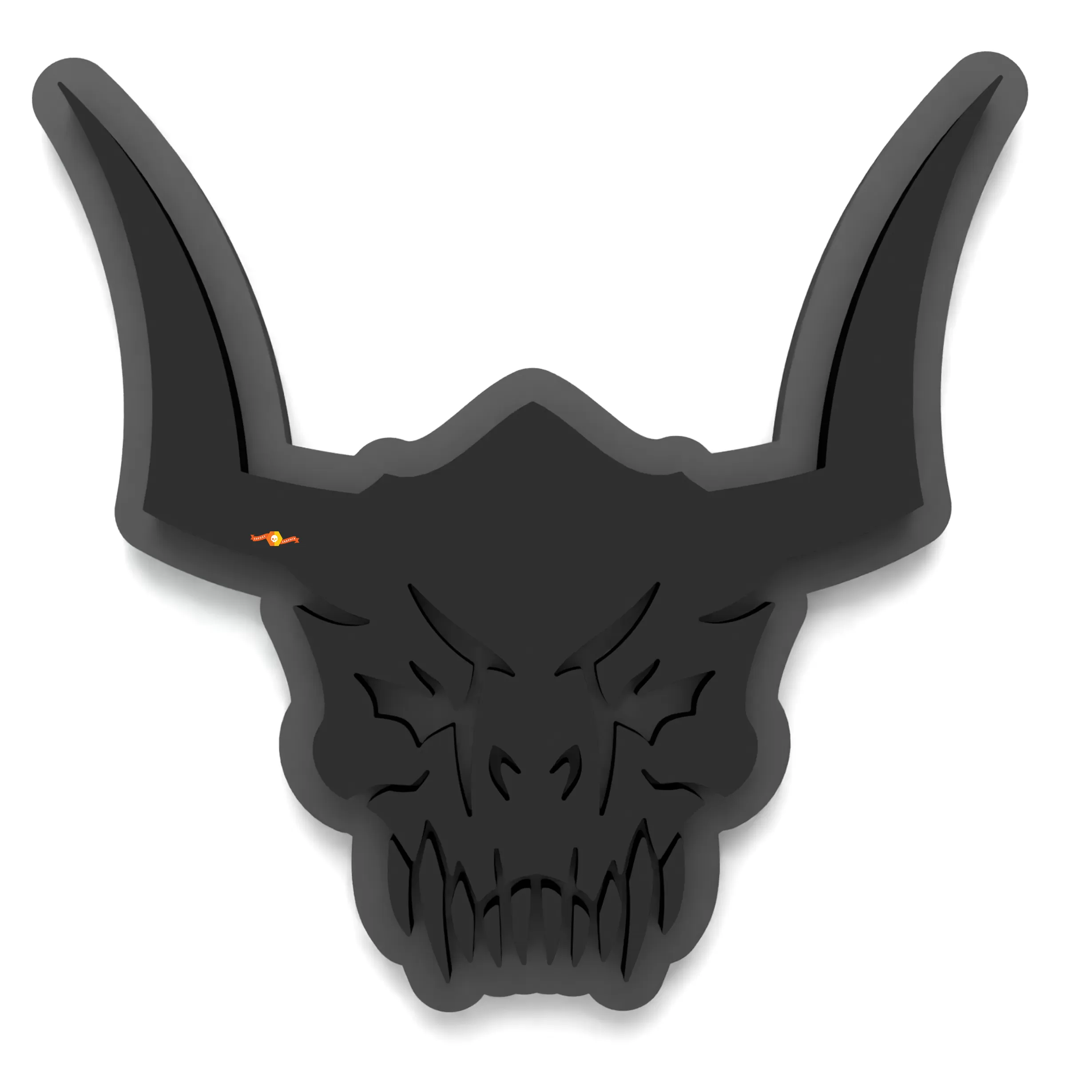 3D Metal Ghost Skull Emblem Sticker - 2.36"x1.85", Matte Black, For Vehicles & ATVs