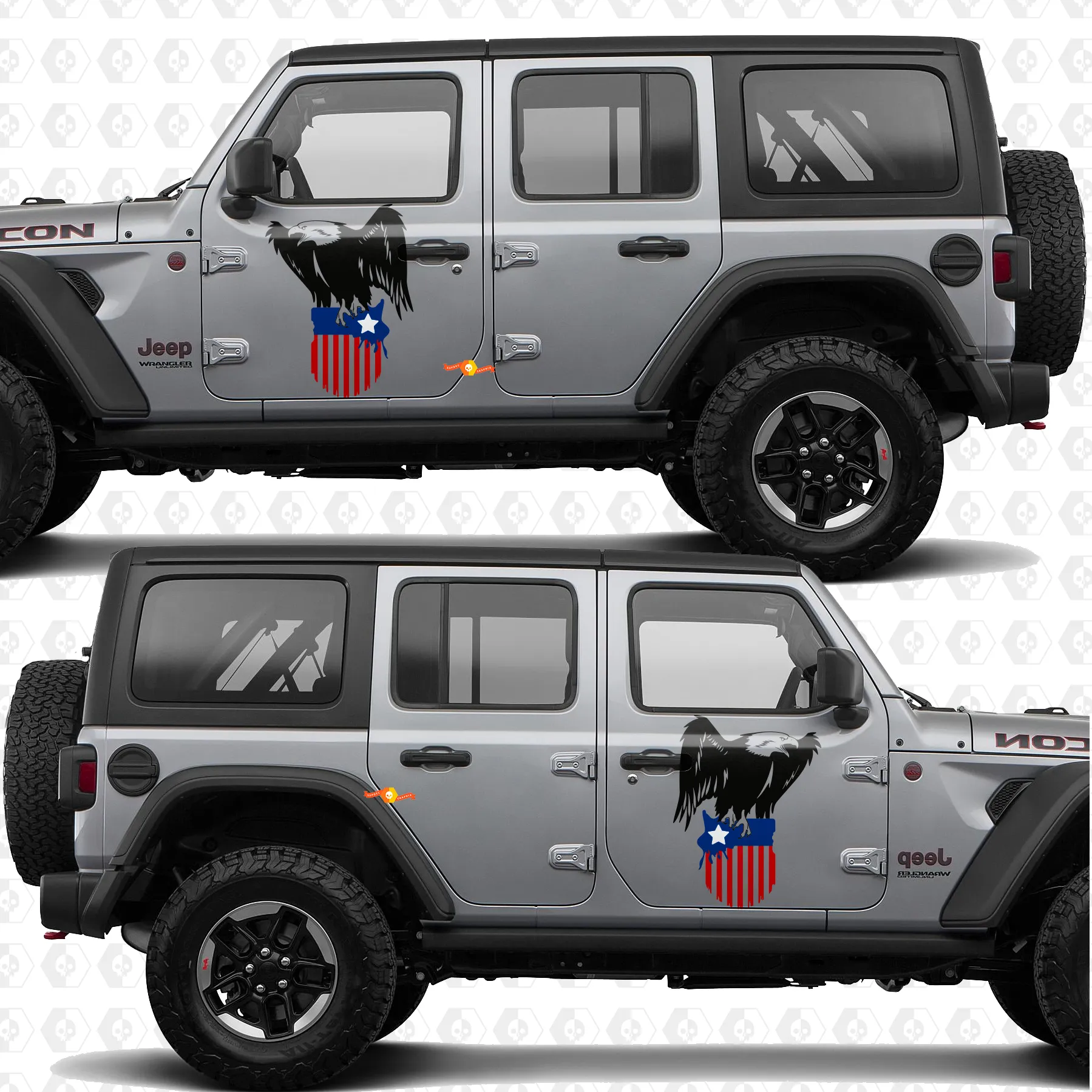 thumbnail image 2 of Small Pair American Bald Eagle & USA Flag Vinyl Car Stickers - Iconic Art Factory 2 of 6