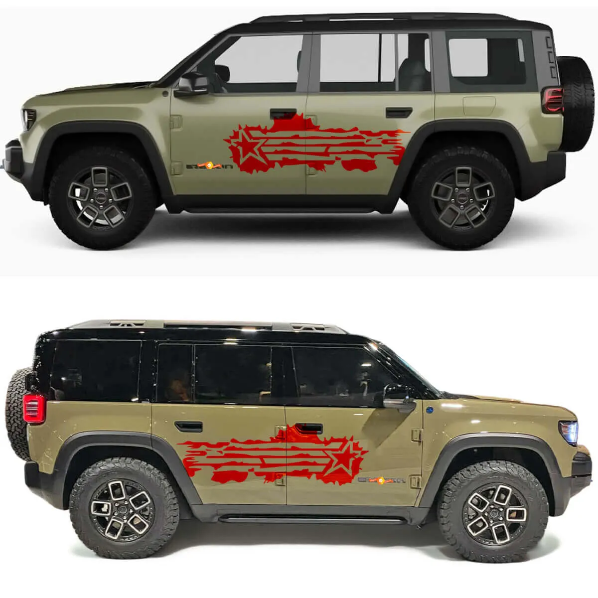 Military Star Splash Side Doors Vinyl Decal 2 for Jeep Recon