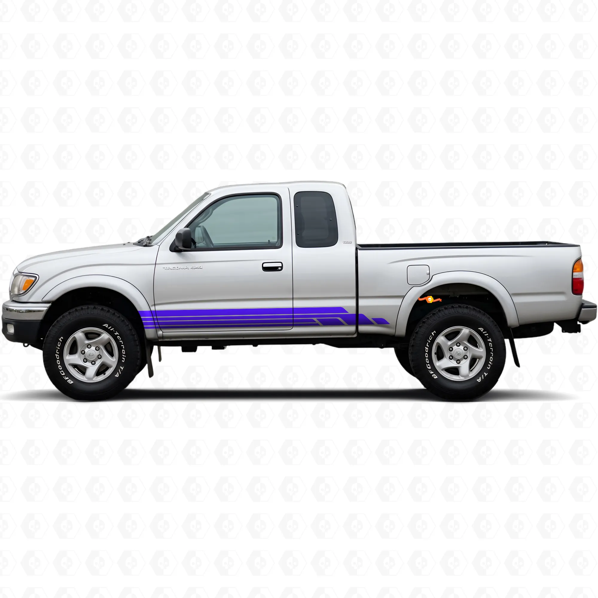 洋楽 Crooked Indiana Cartell Curved Stripes Rocker Panel Vinyl Decal Kit for Toyota Tacoma 1995