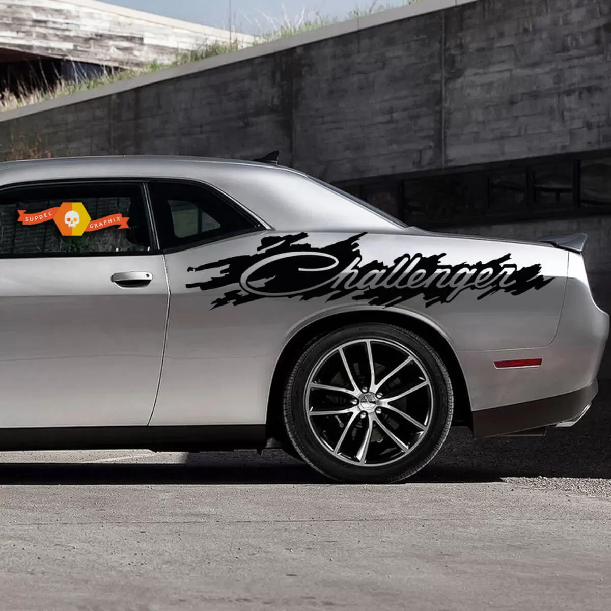 Dodge Challenger Splash Distressed Logo Graphic Vinyl Decal Sticker