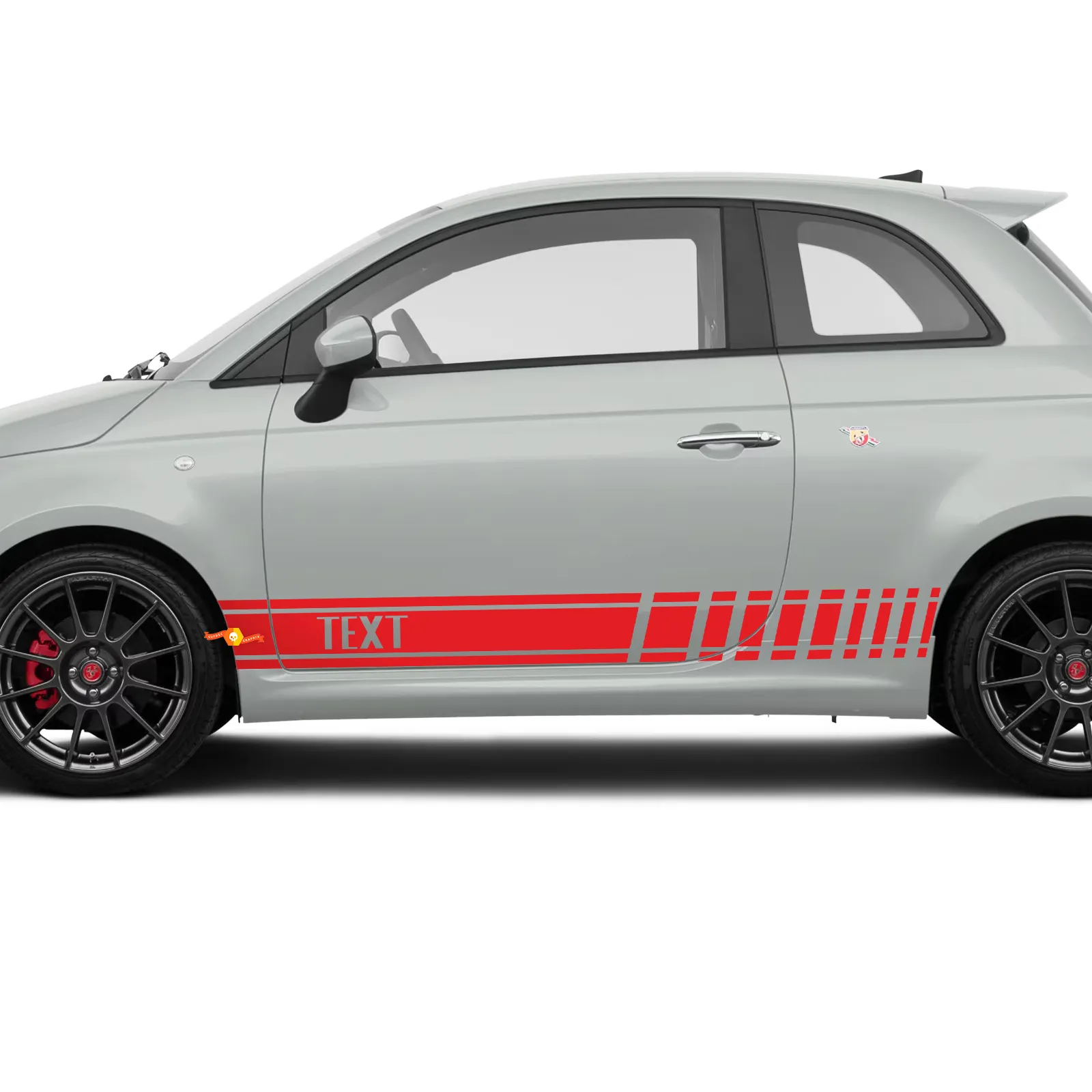 Custom Text Graphics Racing Vinyl Decal Sticker for Fiat 500 Abarth, image size:1600x1600