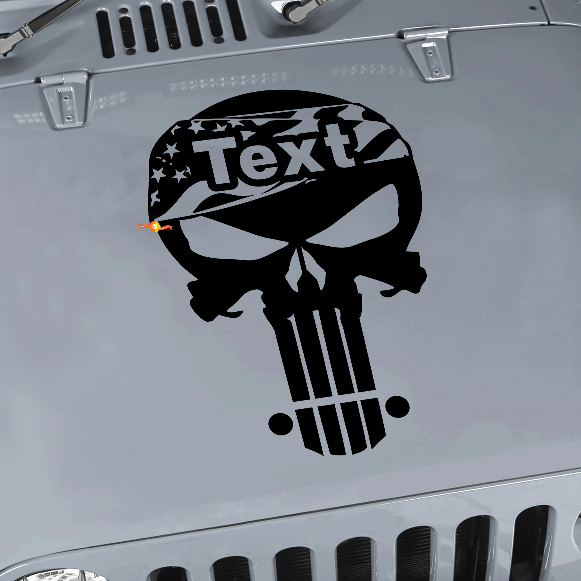 Jeep Wrangler JK Punisher Hood Decal – Blackout With Install Kit (2007-2018)