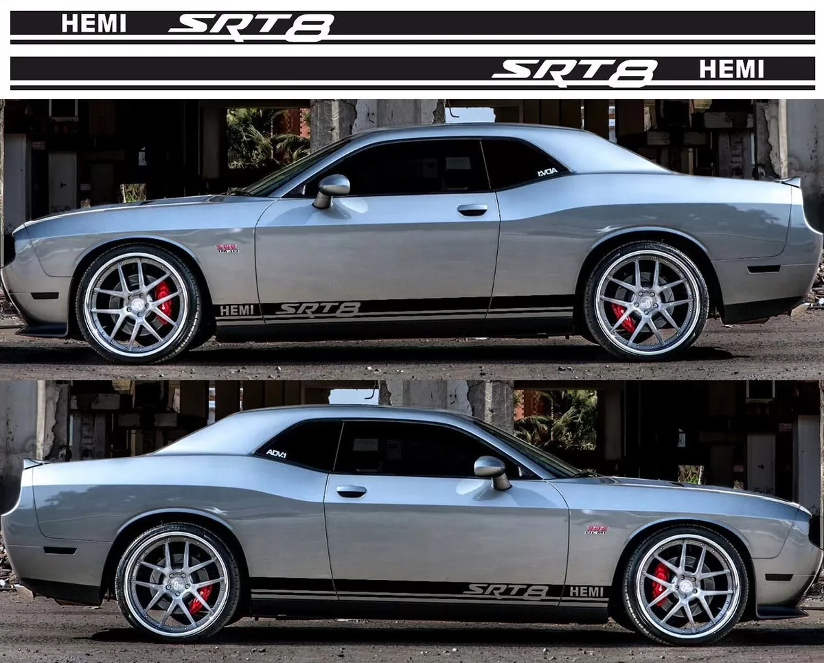 Dodge Challenger Rocker Panel Strobe Stripes Decals (2008-2023) - Choose Your Color! 3M/Oracal Vinyl, Made In USA