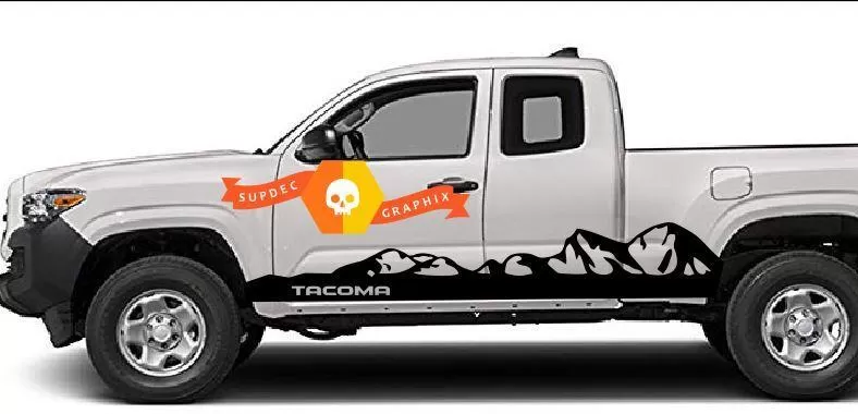 4-Pack Yellow Door Sill Protector Decals – For Toyota Tacoma (3D Carbon Fiber Look)
