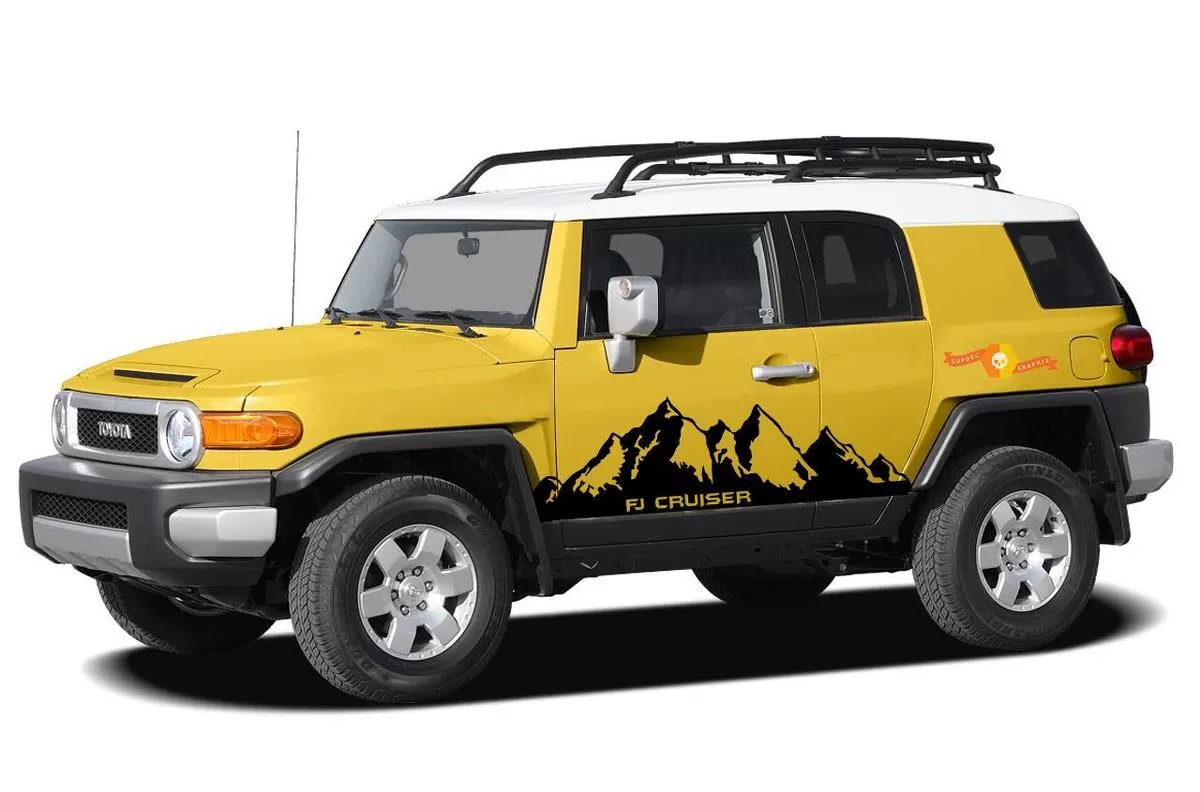 2X Toyota FJ cruiser Mountains side Vinyl Decals graphics rally sticker kit
